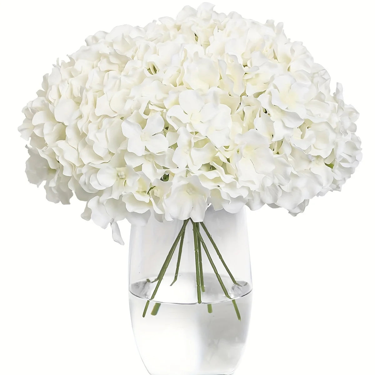 10 têtes de fleurs d'hortensia artificielles avec tiges