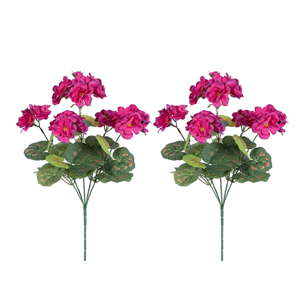 Lot de 2 fleurs artificielles de géranium
