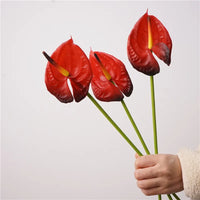 Lot de 10 fleurs artificielles d'anthurium au toucher réaliste