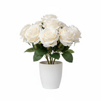 Bouquet de 9 roses artificielles roses