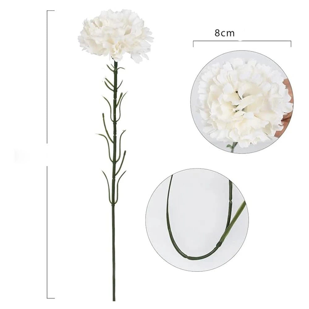 Bouquet de 10 œillets blancs artificiels pour la décoration