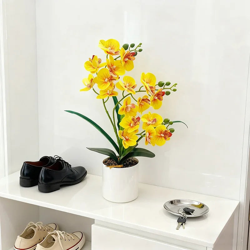 Orchidée papillon artificielle en pot