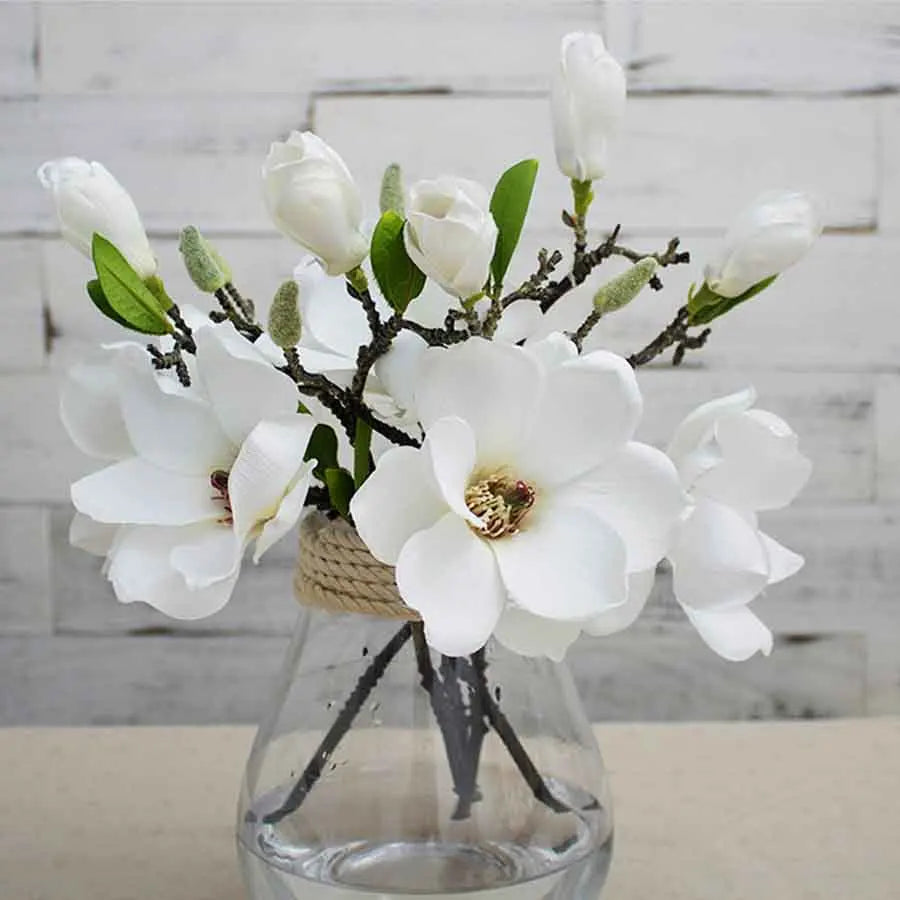 Bouquet de fleur de magnolia artificielle au toucher réaliste