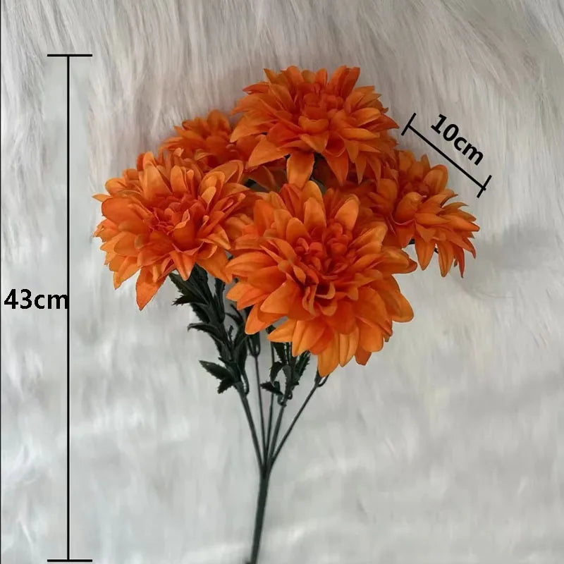 Dahlia artificiel à 7 têtes pour la décoration d'intérieur