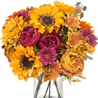 Couronne de fleurs artificielles en soie avec tournesols