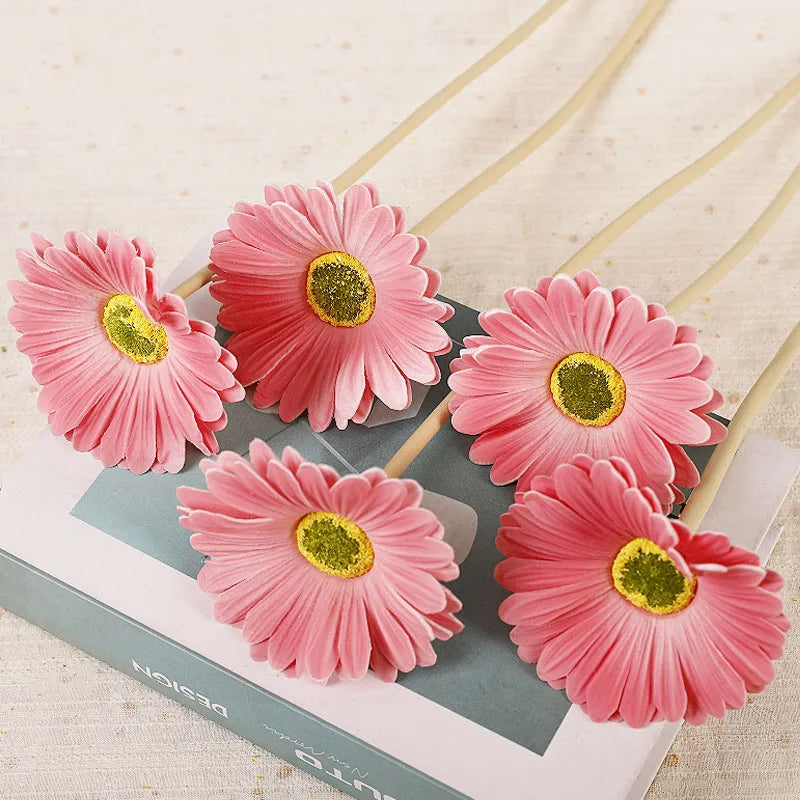 Lot de 5 ou 10 fleurs artificielles gerberas