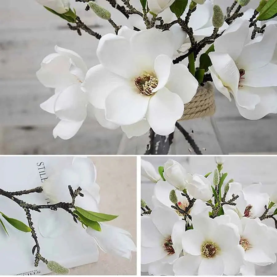 Bouquet de fleur de magnolia artificielle au toucher réaliste